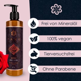 Panu Natural Bodylotion Rose - Reichhaltige Körperlotion für sehr trockene Haut - Feuchtigkeitsspendende Body Lotion aus Thailand - Natural Body Cream - Vegane Körperpflege