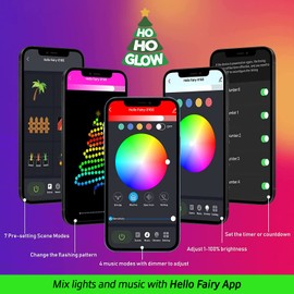 Indoor and Outdoor 6ft 265 LED Chritsmas Tree with Adjustable Lights Music Modes, and Scenes with App Control, Pre-Lit Seasonal Decoration