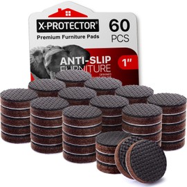X-Protector Non Slip Furniture Pads for Hardwood Floors 60 PCS 1” - Round Anti Slip Furniture Pads - Self-Adhesive Rubber Furniture Pads Non Slip - Ideal Furniture Stoppers to Prevent Sliding!