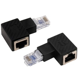 Greluma 2PCS 90 Degree Ethernet Adapter Left Right Angled RJ45 LAN Connector Male to Female Extension Network Connector for Computers Laptops Router