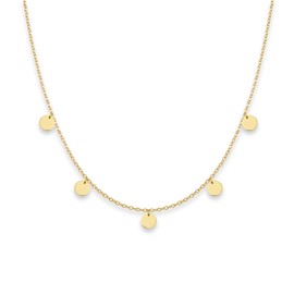 GD Good.designs EST. 2015 ® Women's 5 Coin Chain Stainless Steel Necklace with 5 Round Plates (Chain 40 + 5 cm), Stainless Steel