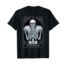 Skeleton Footballer Football Player Tarot Card Graphic Tee T-Shirt