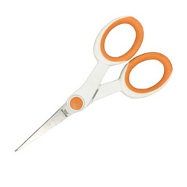 5.5 Inch Small Craft Scissors, Mini Point Tip Kids Scissors,Comfort-Grip Stainless Steel Sharp Fabric Sewing Shears All Purpose Embroidery Scissors for Cutting, Scrapbooking, Crafting (Orange & White)