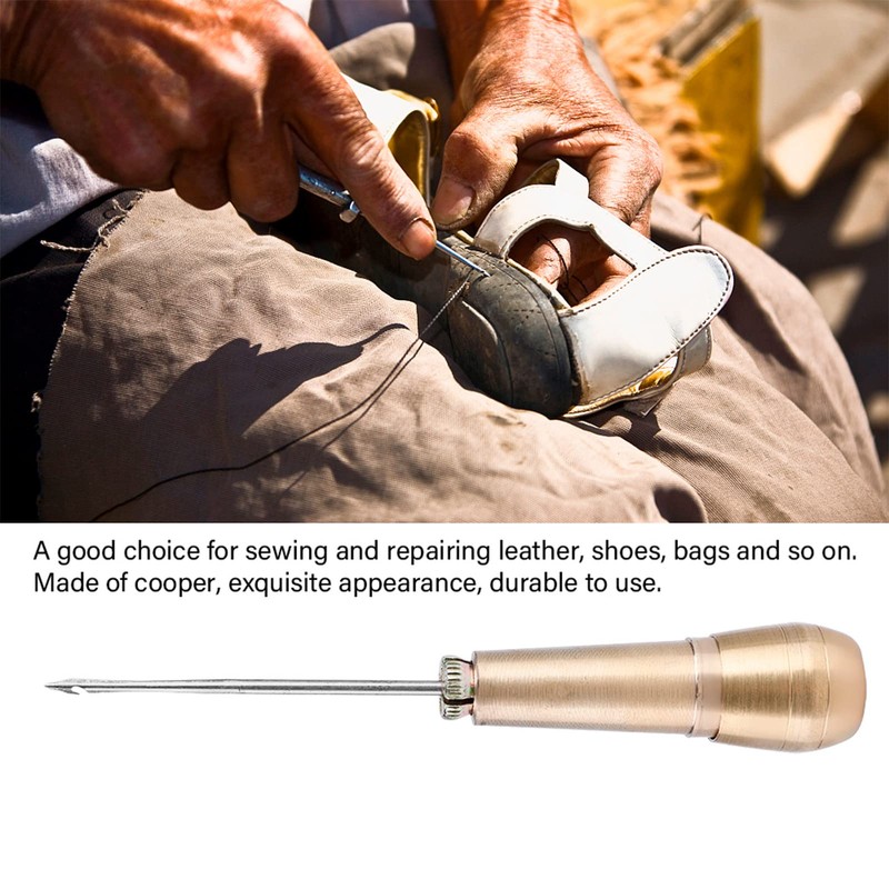 Copper Handle Sewing Awl, Leather Stitching Awl Set Speedy Stitch