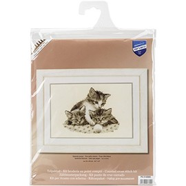 Vervaco Counted Cross Stitch Kit Little Kittens 9.2" x 8"