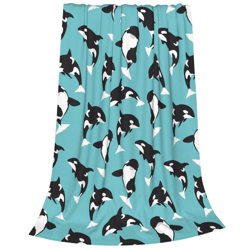 Chioee MT0992XA Flannel Blanket Throw Orca Pattern, Cute Animal, Stylish