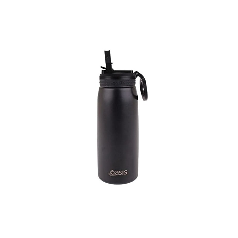 Oasis Insulated Sports Bottle with Sipper, Black, 780 ml