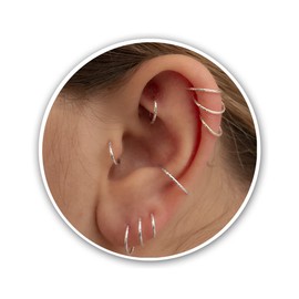 Small Sterling Silver Huggie Hoop Earrings for Women Cartilage Nose Helix Tragus (Cut Wire Silver, 6mm 20 gauge / 1 pair)