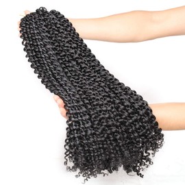 Xtrend 24 Inch Black Passion Twist Hair 7 Packs 18 Strands/Pack Water Wave Bohemian Crochet Braids Hair for Butterfly Locs Crochet Hair Long Passion Twist Synthetic Braiding Hair Extensions 1B#