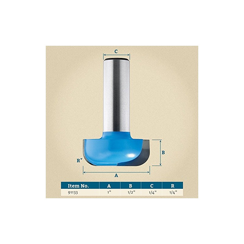 1'' Dish Carving Router Bit, 1/4" Shank