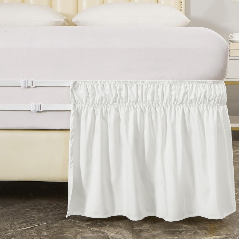 MEILA Wrap Around Bed Skirt Three Fabric Sides Elastic Dust
