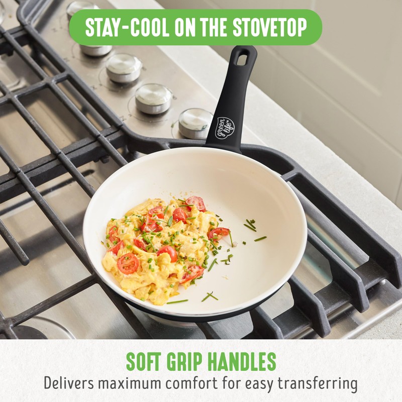 GreenLife Soft Grip 8” Frypan Skillet and Spatula Breakfast Cookware