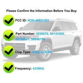 Smart Key for Jeep Grand Cherokee, YIKEBALOG 5 Buttons Proximity Remote Control Key Fob fit for Jeep Grand Cherokee 2014-2018 m3n-40821302