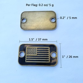 SU LIFE American Flag Rectangular Paracord Bracelet Accessories or Shoe Shoelace Decoration Zinc Alloy Rectangle with Rounded Corners and 2 Holes (10 Pcs)