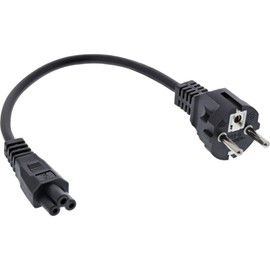 InLine® 16656T Power Cable for Notebook, 3-Pin Coupling, Black, 0.3 m