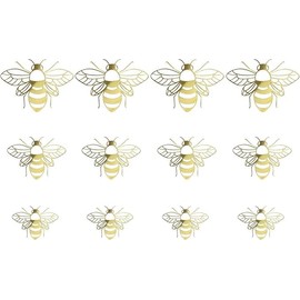 12Pcs Bee Wall Decals Honey Bee Wall Stickers Gold Honey Bee Decals,Removable DIY Bee Decoration Decals,Honeycomb Wall Decals for Bedroom Living Room Nursery Playroom Decorations,Wall Decorations