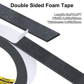 COUMENO Double Sided Foam Strip, EVA Foam Tape, Double Sided Sponge Adhesive Mounting Tape for Home Office Decor 0.98inX16.4FT Black