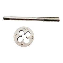 M7x0.75 Tap and Die RH Set Right Hand Tool M7x0.75 Metric Thread Tap Round Die, M7 x 0.75 Thread Tap RH Milling M7 x 0.75 Die Straight Fluted Machine Cutting Tool