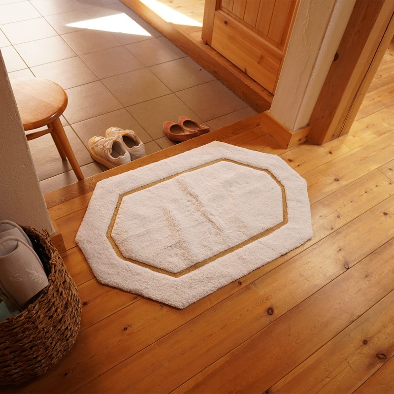DaiDo HB-10703 Octagonal Cotton Mat White Gold Entrance Feng Shui