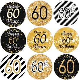 216 Pieces 60th Birthday Stickers Anniversary Labels Round Stickers for Gift Packaging Guest Gift Wedding Party Bag Celebration Party Decoration