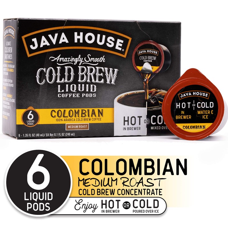Java House Cold Brew Coffee Concentrate Single Serve Liquid Pods,