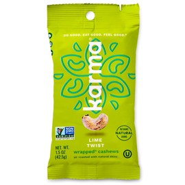 Karma Nuts Lime Twist Cashews | 12, 1.5 Ounce Snack Packs | Whole, Roasted, Wrapped, Keto Friendly, Vegan, Non Gmo, Gluten Free, No Added Sugar, Low Net Carb, Natural, Healthy, Everyday Snack