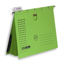 Elba Chic ULTIMATE 100333014 Organising File 5 Insert Sheets and 5 Dividers with Expanding Pocket on the Back Cover Pack of 5 Green