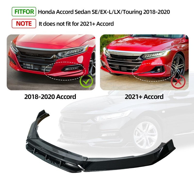 Archaic Front Bumper Lip Spoiler Compatible with Honda Accord Sedan