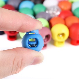 Bohoman 80 Pieces Cord Clamp, 8 mm Colourful Cord Locks Cable Locks Single Hole Installation End Spring Toggle Stopper for Drawstring Backpack Backpack Craft Supplies (20 Colours)