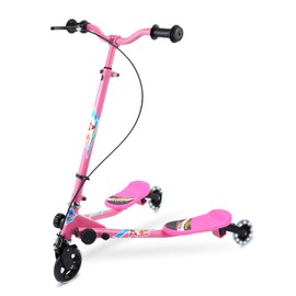 AODI Swing Scooter for Kids, 3 Wheels Foldable Wiggle Scooter Push Drifting with Adjustable & 2 Rear LED Wheels Kicks Scooter for Boys and Girls Ages 3-8