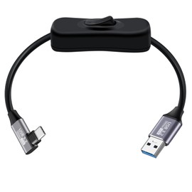 YINGAYOU USB to Type C Cable 90 Degree with Switch High Speed USB C 3.2 Cable10Gbps Data Transfer Fast Charging 60W 3A, for Laptops, PC, Phone, Car (Black, 2FT / 0.6 m)