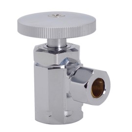 Westbrass Round Handle Angle Stop Shut Off Valve, 1/2" IPS Inlet with 3/8" Compression Outlet, Polished Chrome, D103-26