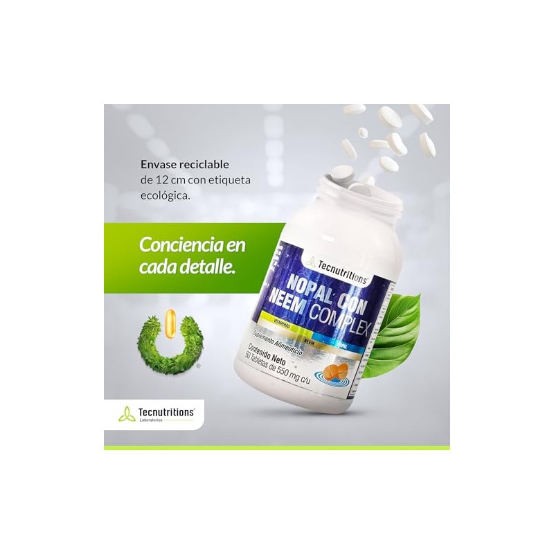 Nopal con Neem Complex Suplemento Alimenticio con Canela y Vitaminas