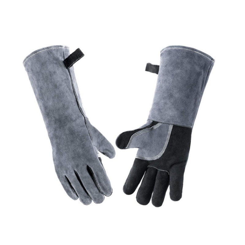 1 Pair Forge Welding Gloves High Temperature Resistant Cowhide BBQ
