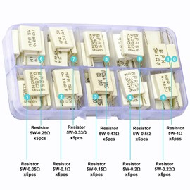 Tcenofoxy Cement Resistor 5W Ceramic Cement Resistor ±5% 0.05Ω 0.1Ω 0.15Ω 0.2Ω 0.22Ω 0.25Ω 0.33Ω 0.47Ω 0.5Ω 1Ω Ohm Tolerance Cement Resistors (TC-5W-Resistors)