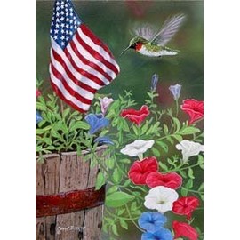 COCOBE Patriotic Hummingbird Garden Size 12COCOBE X 18COCOBE Decorative Flag License and Copyright Inc.