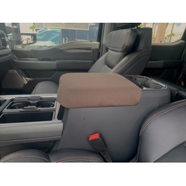 Auto Console Covers- Fits The Ford F-450 Super Duty 2023-2025 (5 Passenger with Front Bucket Seats) Premium Center Console Armrest Cover Waterproof Neoprene Fabric (Brown)