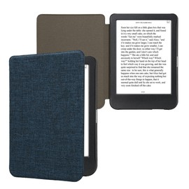 kwmobile Case Compatible with Kobo Clara BW/Colour - Book Style Fabric e-Reader Cover Flip Folio Case - Blue