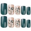 Square Tip Floral Press On Nails
