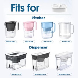 AQUA CREST Water Filter Replacement for All Waterdrop Pitcher and Dispenser Filtration System, Fits Waterdrop WD-PF-01A Plus, Reduces PFAS, PFOA/PFOS, Chlorine, Last Up to 200 Gallons (Pack of 1)