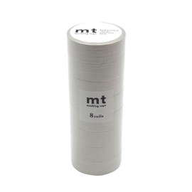 Kamoi Kakoshi MT08P497 Masking Tape, 8 Ps, Width 0.6 inches (15 mm) x 26.4 ft (7 m), 497 Pastel Pearl Gray
