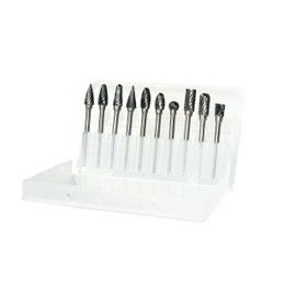 YUFUTOL Carbide Burr Set - 10pcs Double Cut Solid Carbide Rotary Burrs 3mm(0.118'') Shank Fits Die Grinder Drill for Woodworking,drilling Metal Carving Engraving Polishing
