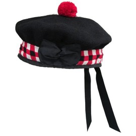 Tartanista Balmoral Black Scottish Diced Kilt Beret 7 3/8-59