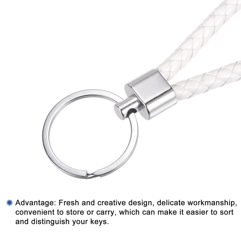 PATIKIL Braided Leather Keychain, 2 Pack PU Key Ring Woven