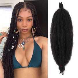 COOKOO 8 Packs Pre-Separated Springy Afro Twist Hair 30 Inch Soft Synthetic Marley Twist Crochet Braiding Hair For Natural Kinky Twist Hair Extensions Spring Twist Crochet Hair For Women (8 Strands/Pack 1B#)