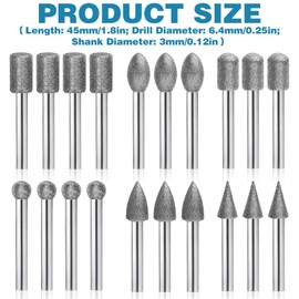20Pcs Diamond Grinding Heads, Stone Carving Tools Diamond Drill Bits for Glass, Rotary Tool Bits Suitable for agate glass gemstone carbide high speed steel ceramic