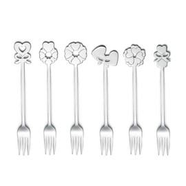 Guzzini - Love, Set of 6 Dessert Forks - Stainless Steel/Silver, 16 x 16 x 2 cm - 26841963