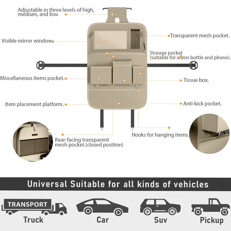 XDV Car Seat Organizers,Multi-functional Back Seat Protectors, Storage Pouches, and