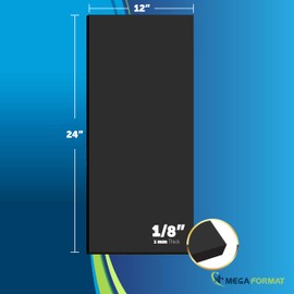 Mega Format Expanded PVC Plastic Sheets - 12" X 24" Black Rigid Sheet for Crafts, Signage, & Displays - Sintra, Celtec PVC Board - Waterproof for Outdoors Use - 1/8" 3mm Thick - 1-Pack-Black