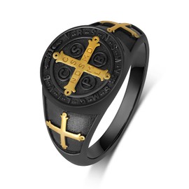 Zaruiqun St Benedict Ring S925 Sterling Silver Saint Benedict Exorcism Catholic Ring Catholic Jewelry Gifts for Men Women (Size:8)